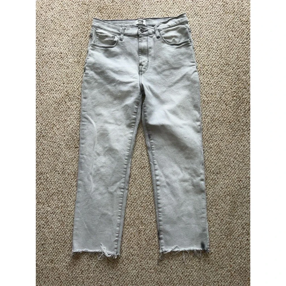 Kensie 30/10 Allie Lux Light Gray High-Rise Slim Straight Jeans